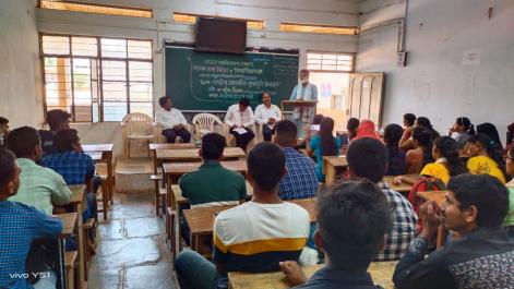 Hon. Dr. Suresh  Khairnar , Ex-President of Rashtra –Sevadal delivering lecture on the Subject, Contribution of Youth in Nation Building.