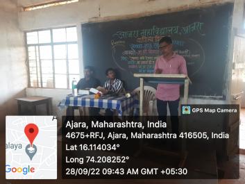 Mr. Vilas pawar delivering Guest lecture on the topic 'Cooperation and Career opportunities' in memories of late Anna Bhau on Wednesday 28sept, 2022